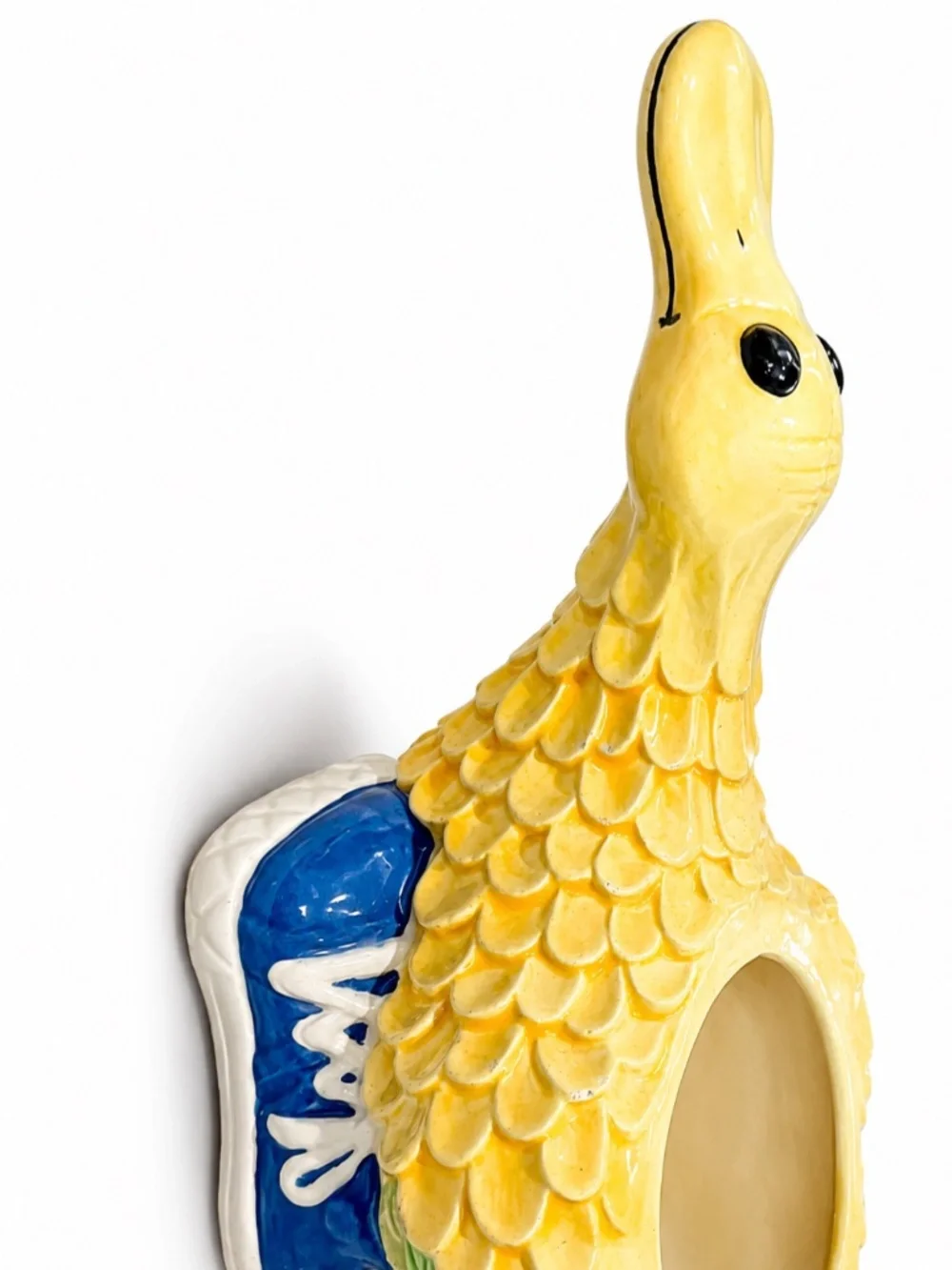 Vintage Ceramic Duck Planter Yellow Bird Vase Sneaker Base